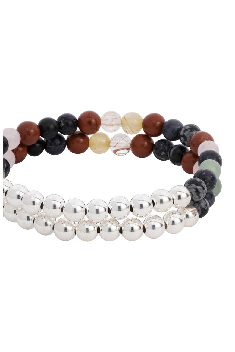 N32 Emotional Eating Set of 2 Healer's Bracelets, Alternate, color, SILVER