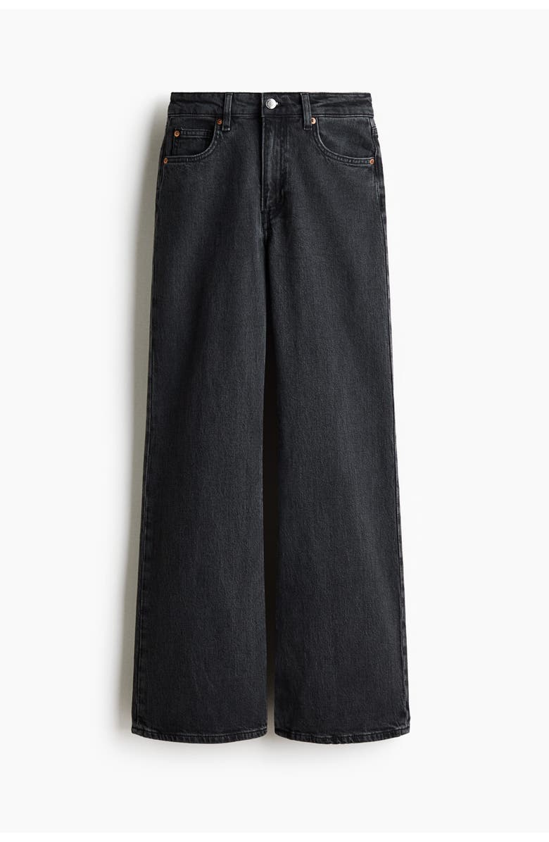 H&M Wide High Waist Jeans, Main, color, Dark Denim Gray