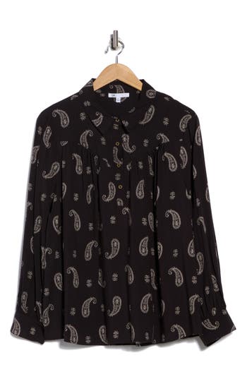 Dr2 By Daniel Rainn Paisley Long Sleeve Button-up Shirt In Black