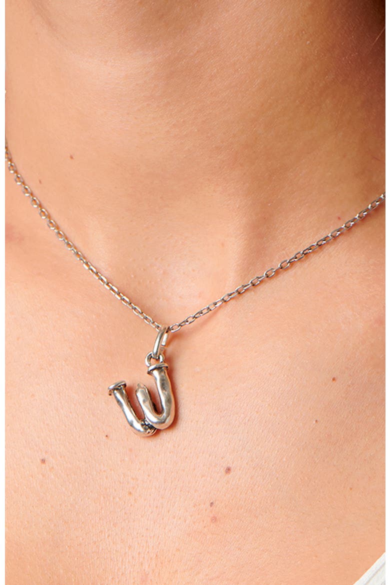 Sterling Silver-Plated Letter W Charm, Alternate, color, Silver