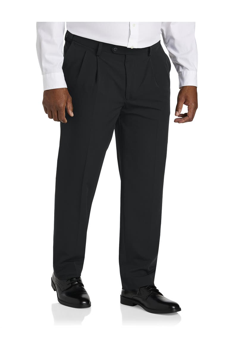 Big & Tall Easy Stretch Pleated Dress Pants, Main, color, BLACK