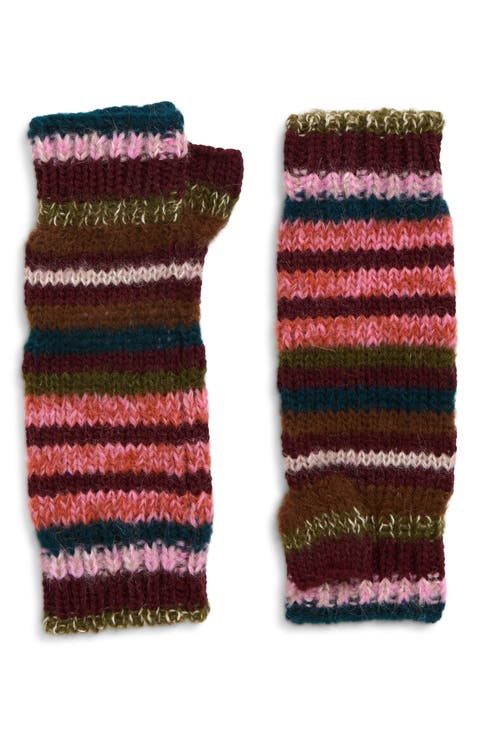Stripe Alpaca & Merino Wool Blend Knit Arm Warmers