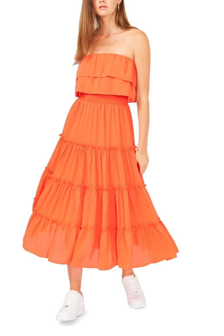 Strapless Maxi Dress, Main, color, PASSIONFRUIT