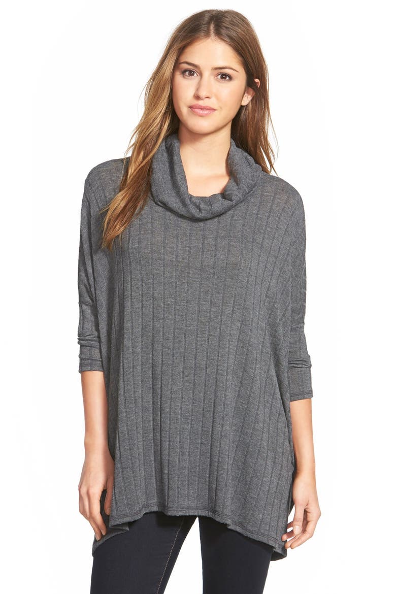 Cowl Neck Swing Sweater, Main, color, HEATHER CHARCOAL