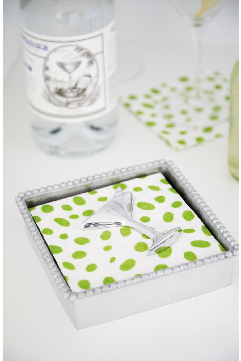 Beaded Napkin Box Set, Alternate, color, SILVER