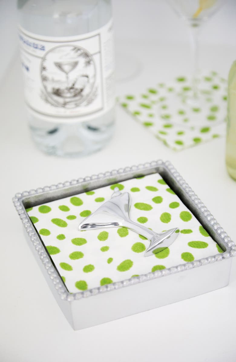 Mariposa Beaded Napkin Box Set, Alternate, color, Silver