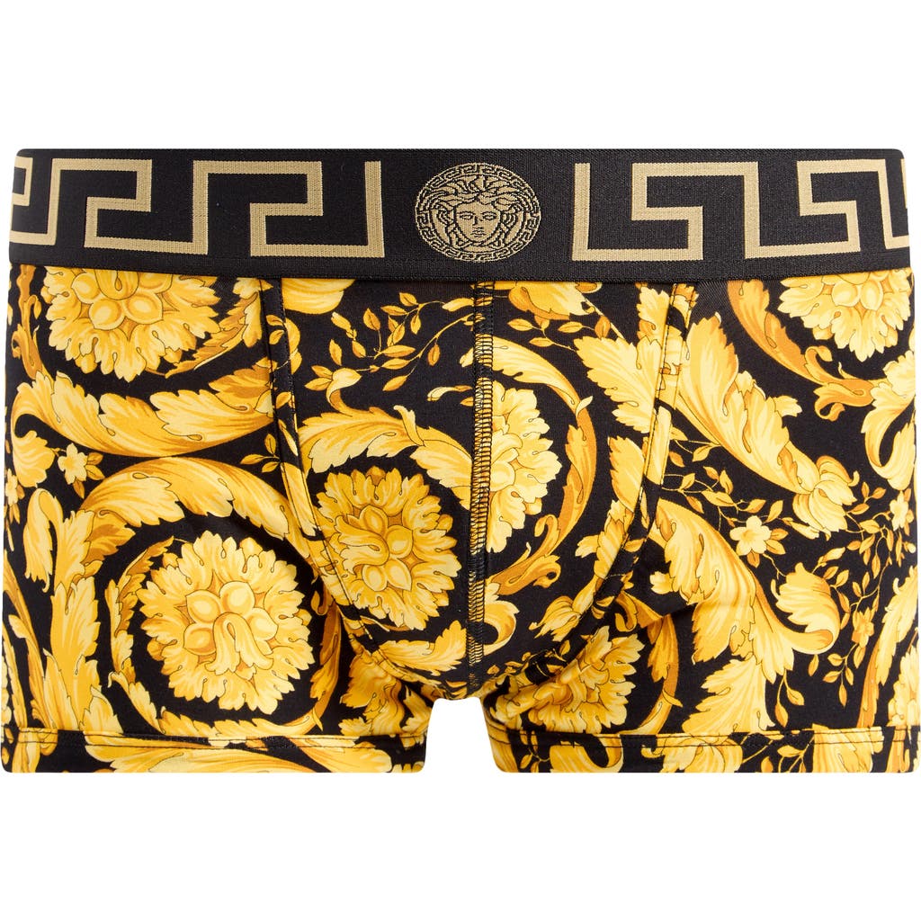 Versace Baroque-print Cotton Boxer Briefs In Black Print