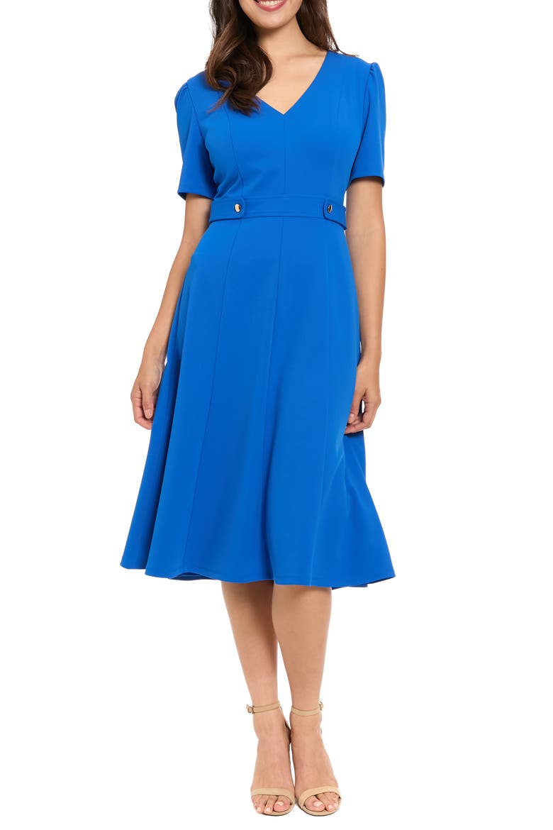 Waist Tab Midi Dress, Main, color, TURKISH SEA