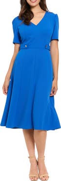 London Times Waist Tab Midi Dress
