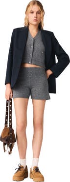 maje Knit shorts with rhinestones