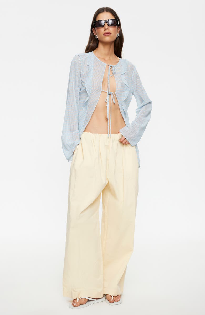 LIONESS Barely There Tie Front Top, Alternate, color, Mint Plaid