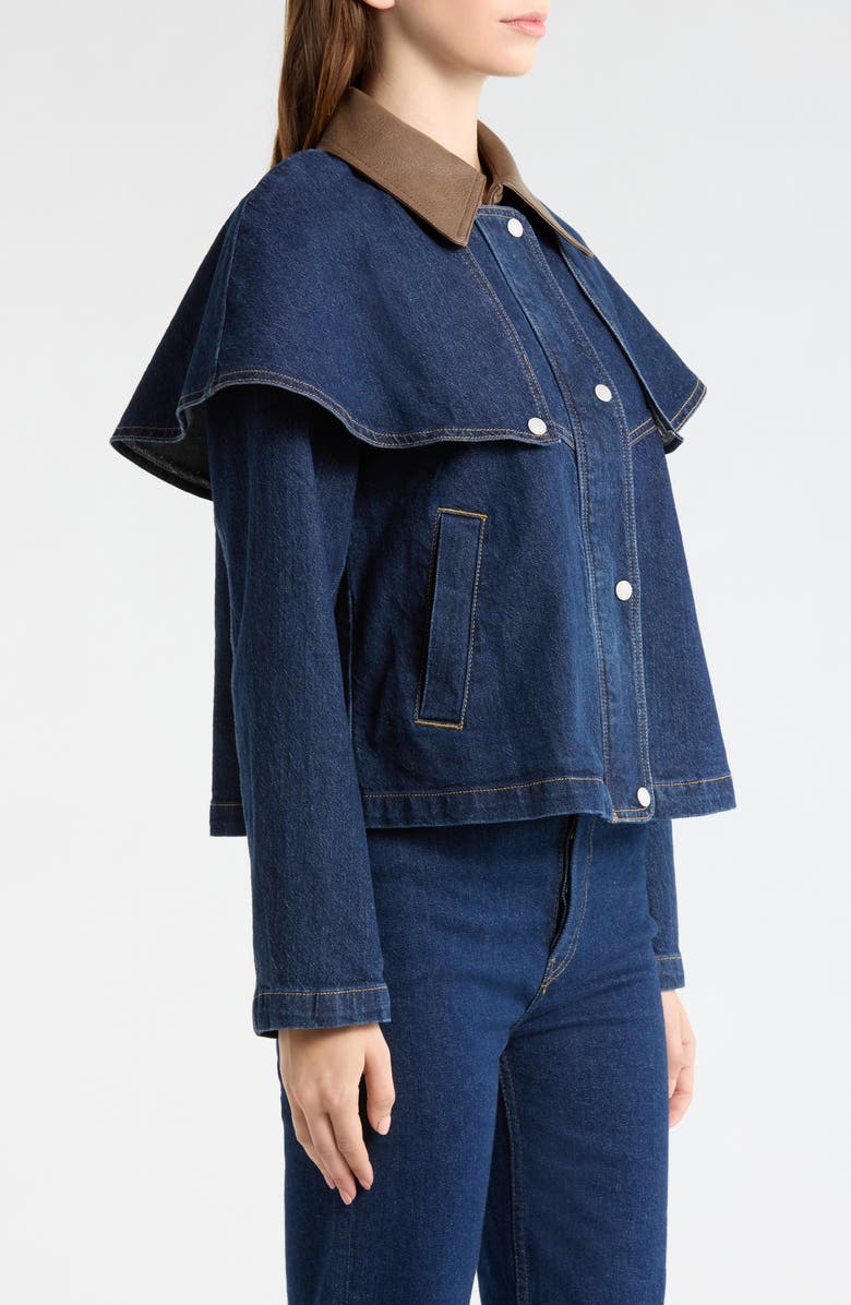 Avec Les Filles Stretch Denim Cape Jacket, Alternate, color, Raw Indigo