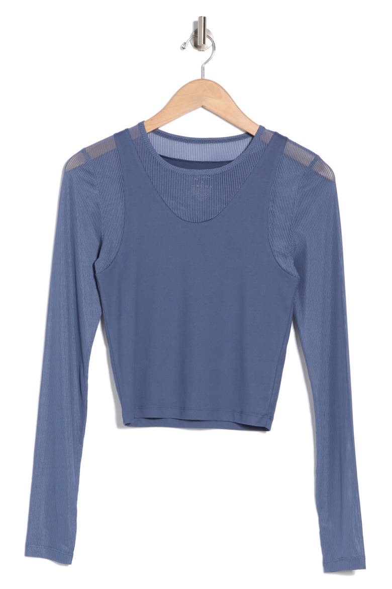 Mesh Long Sleeve Top, Alternate, color, BLUESTONE