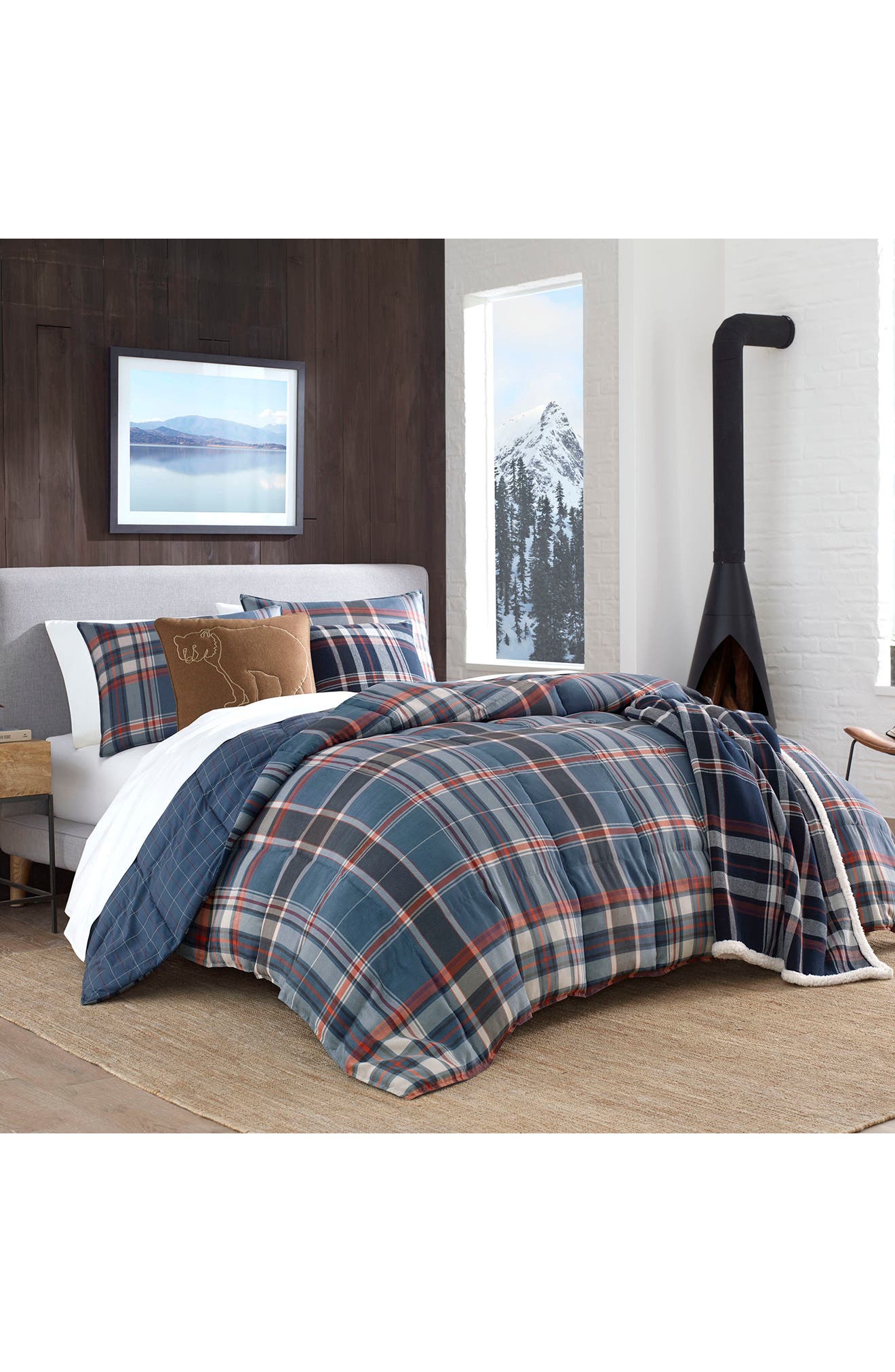 Shasta Lake Navy Micro Suede Comforter Set