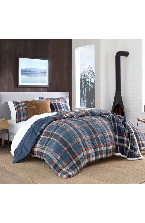 Shasta Lake Navy Micro Suede Comforter Set