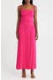 Tie Strap Ruched Fit & Flare Midi Dress