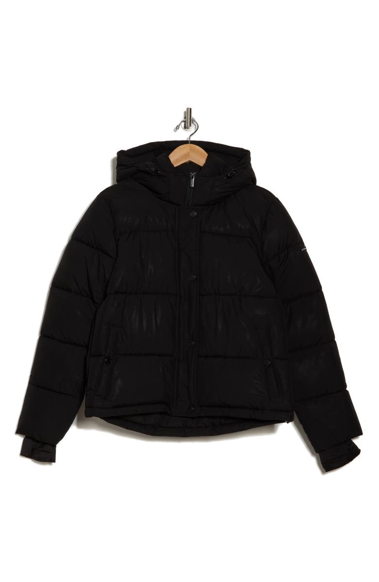 BCBGeneration Channel Quilted Hooded Short Puffer Jacket, Alternate, color, 