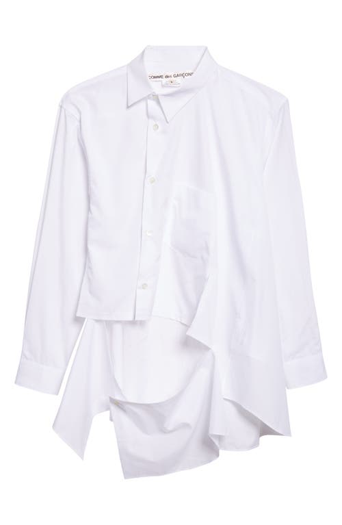 Comme Des Garçons Asymmetric Cutout Cotton Broadcloth Button-up Shirt In White