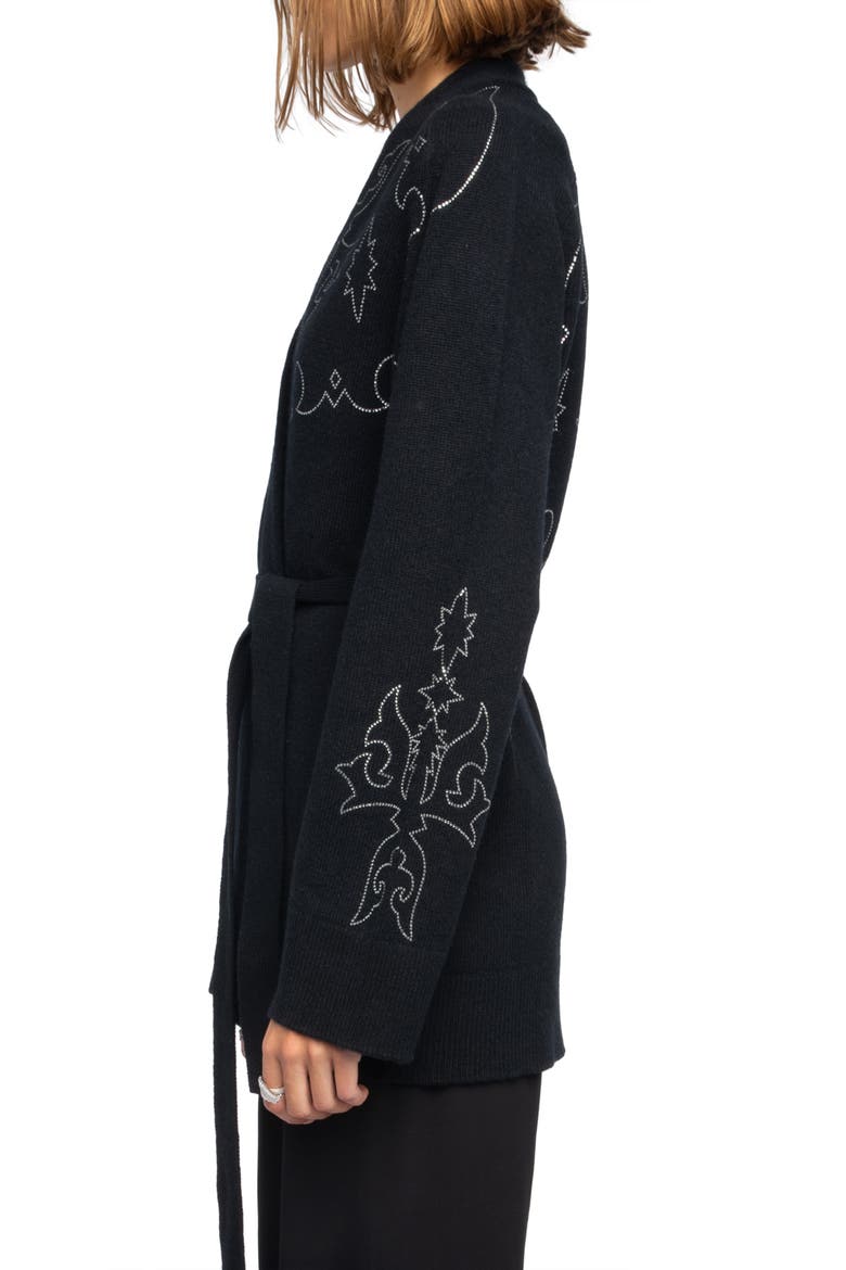 Salomy Crystal Embellished Cashmere Sweater, Alternate, color, BLACK