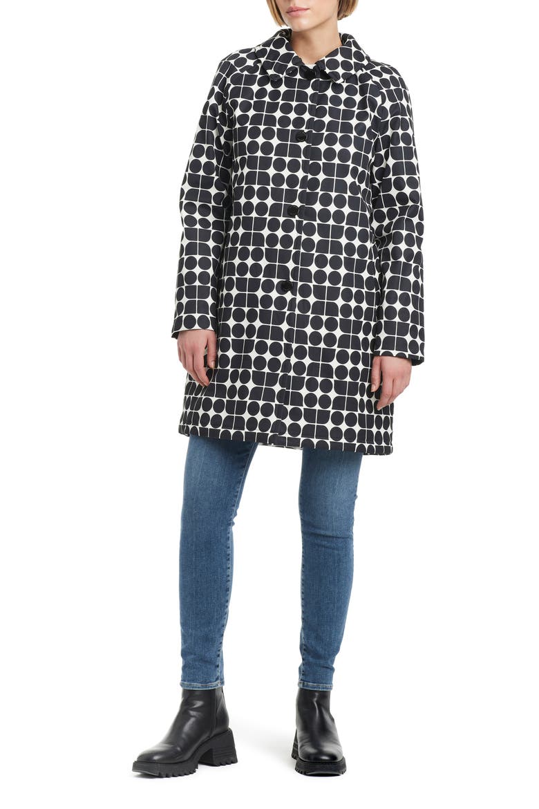 water resistant raincoat with removable hood, Alternate, color, NOEL PRINTED
