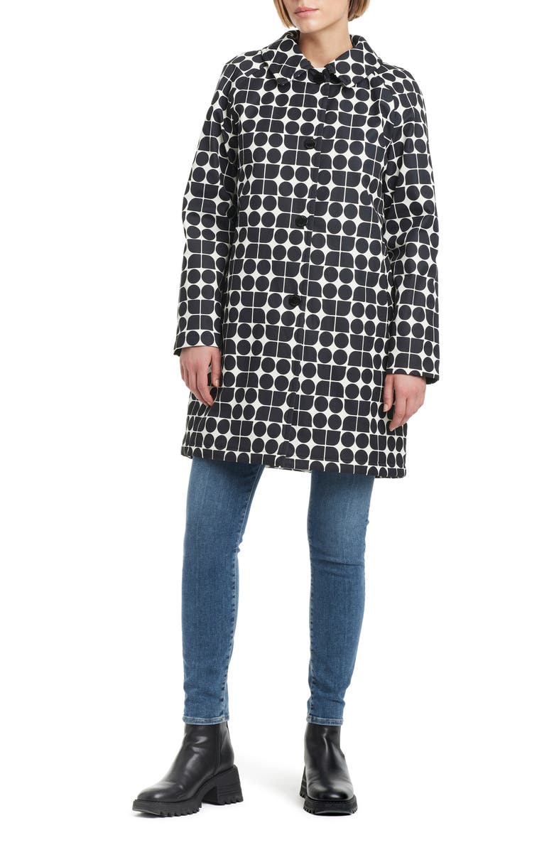 Kate Spade New York water resistant raincoat with removable hood, Alternate, color, Noel Printed