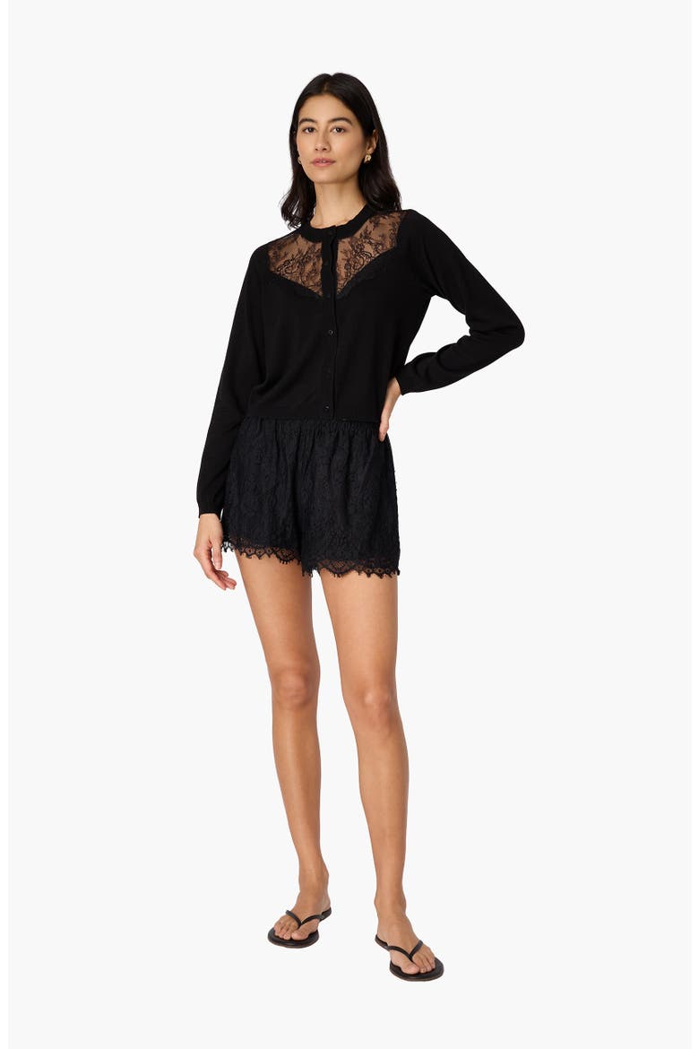 Harleth Lace Panel Cardigan, Alternate, color, BLACK