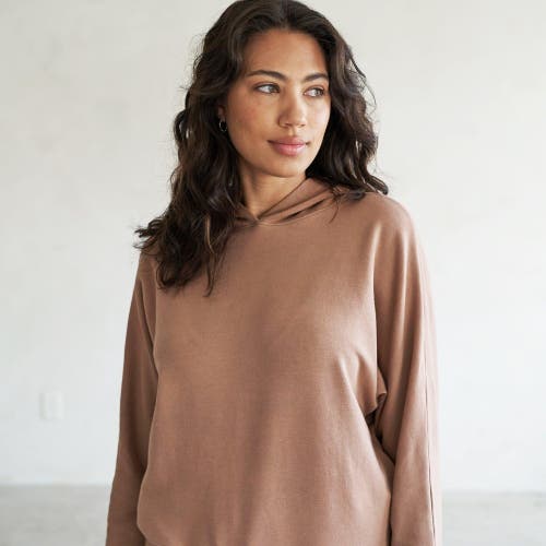 eavolu Baikal Eco-Luxe Fleece Dolman Crop Hoodie | Cloud-Soft Comfort in Desert Sand  product