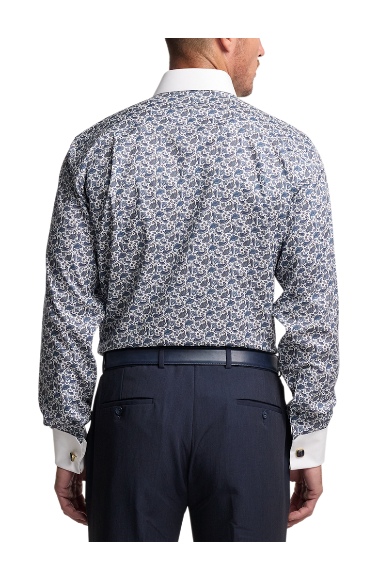 Paul Fredrick Comfort Stretch Non-iron Paisley Dress Shirt, Alternate, color, Blue/Brown