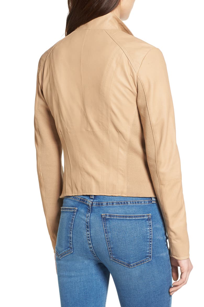 Felicia Asymmetrical Zip Leather Jacket, Alternate, color, TWINE