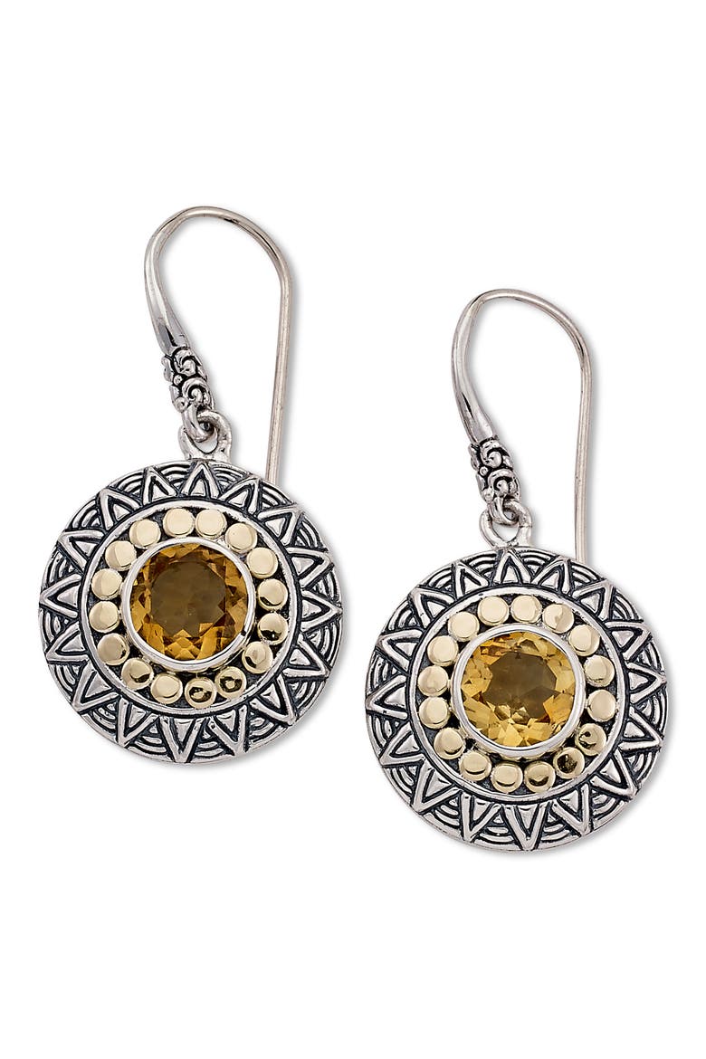 Two-Tone Disc Drop Earrings, Main, color, YELLOW