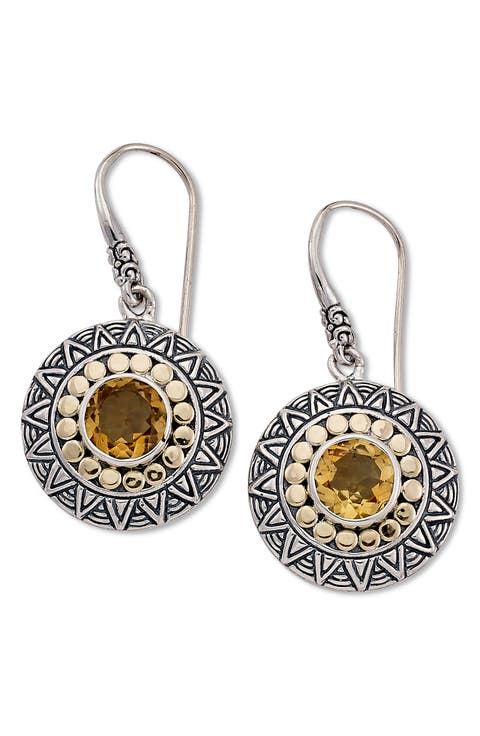 Two-Tone Disc Drop Earrings