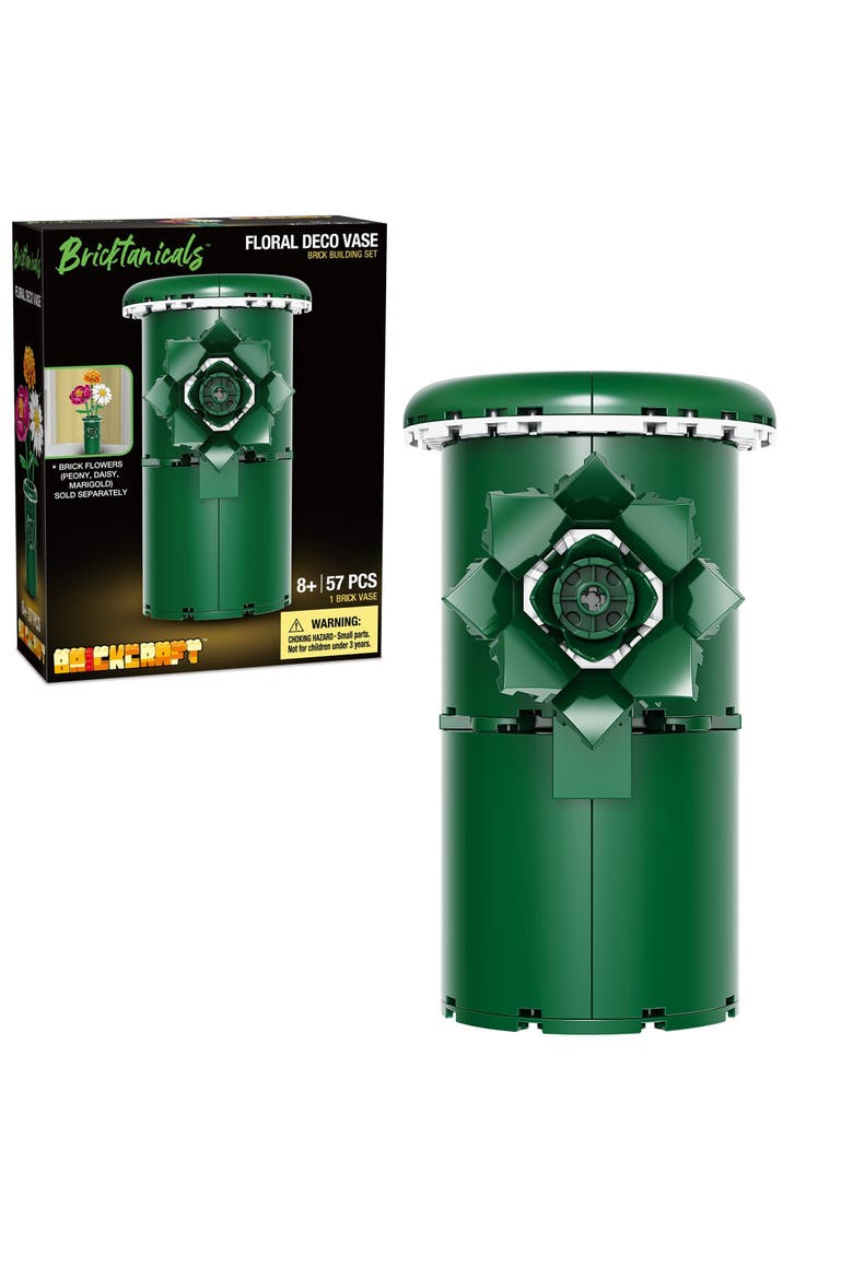 Bricktanicals Floral Deco Vase Building Set, Main, color, Green
