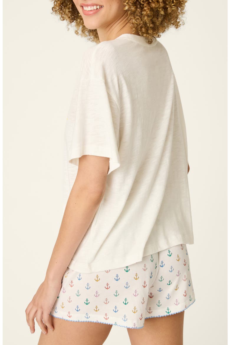 Meet Me By The Sea Embroidered Cotton Blend Pajama Top, Alternate, color, IVORY