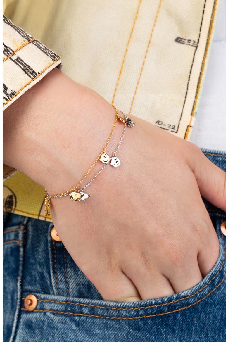 x Peanuts® Snoopy & Friends Charm Bracelet, Alternate, color, PURE PLATINUM / CLEAR STONE
