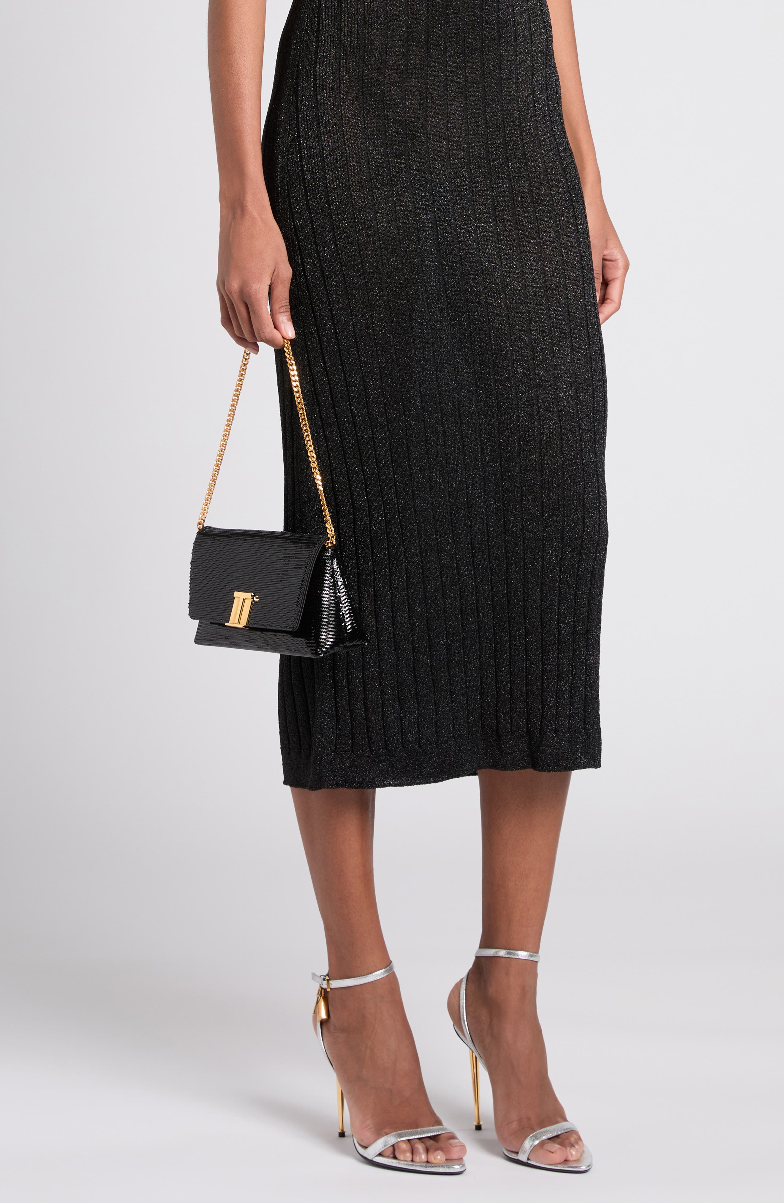 TOM FORD Mini Nobile Sequin Clutch, Alternate, color, 1N001 Black