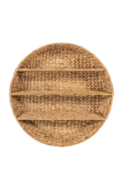 Annulus 3-Shelf Circular Handwoven Hyacinth Wall Rack