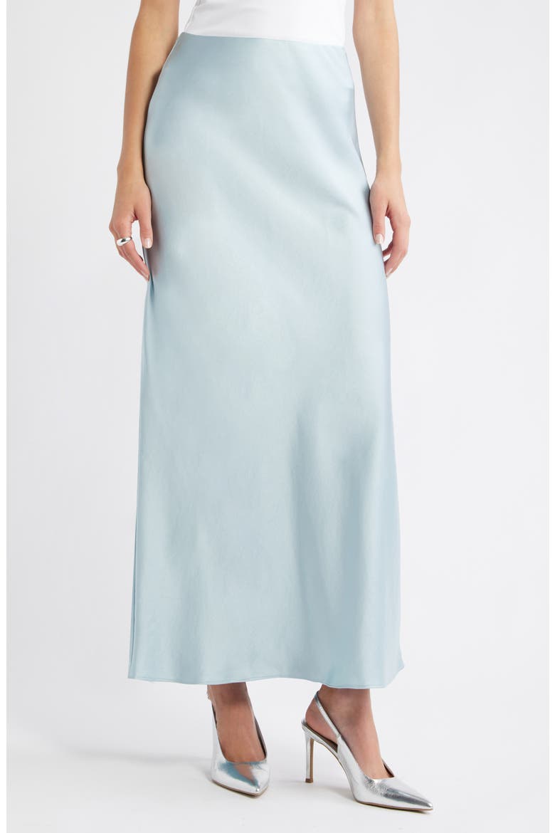 Satin Maxi Skirt, Main, color, BLUE CLOUD