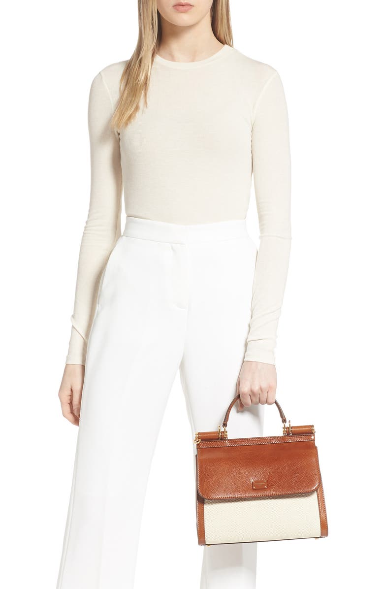 Dolce&Gabbana Sicily 58 Canvas & Leather Satchel, Alternate, color,