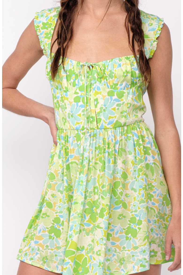 Floral Keyhole Fit & Flare Minidress, Alternate, color, GREEN
