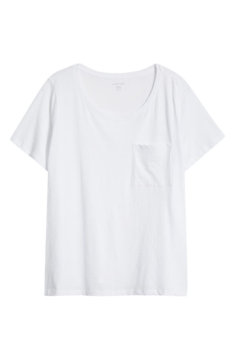 Eileen Fisher Easy Scoop Neck Organic Cotton Pocket T-Shirt, Alternate, color,