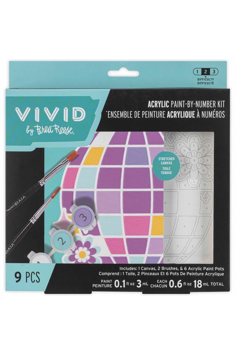 Acrylic Mini Paint By Number Kit, Disco Ball, 6 x 6 Inch, Main, color, Multicolored