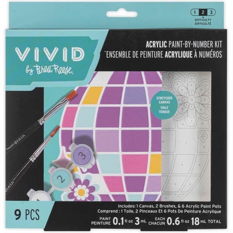 Acrylic Mini Paint By Number Kit, Disco Ball, 6 x 6 Inch