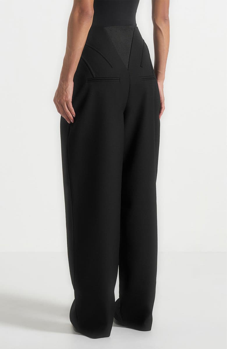 Manière De Voir Rena High Waisted Corset Sculptural Trousers, Alternate, color, Black