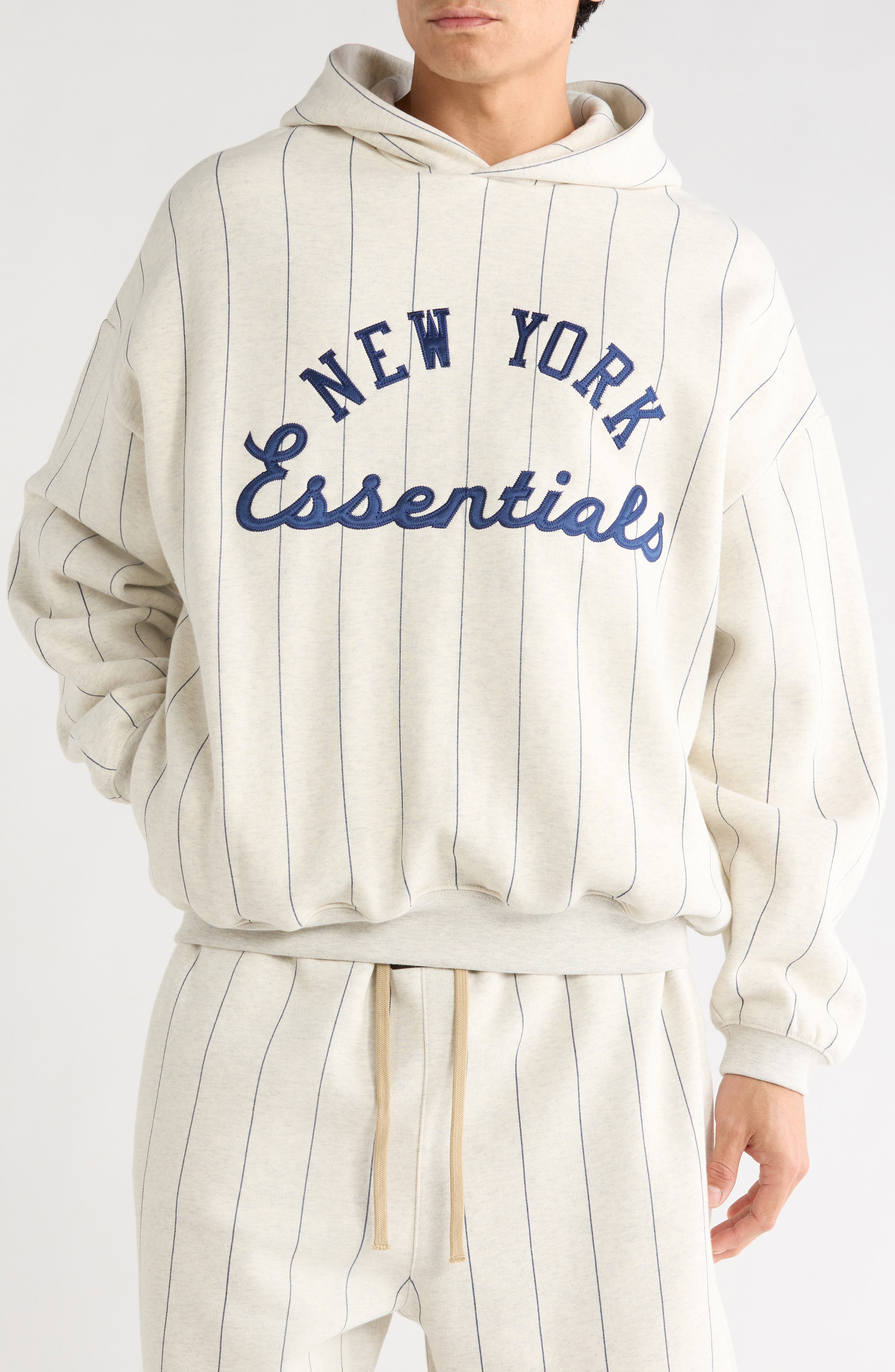 selected OATMEAL HEATHER/ PINSTRIPES