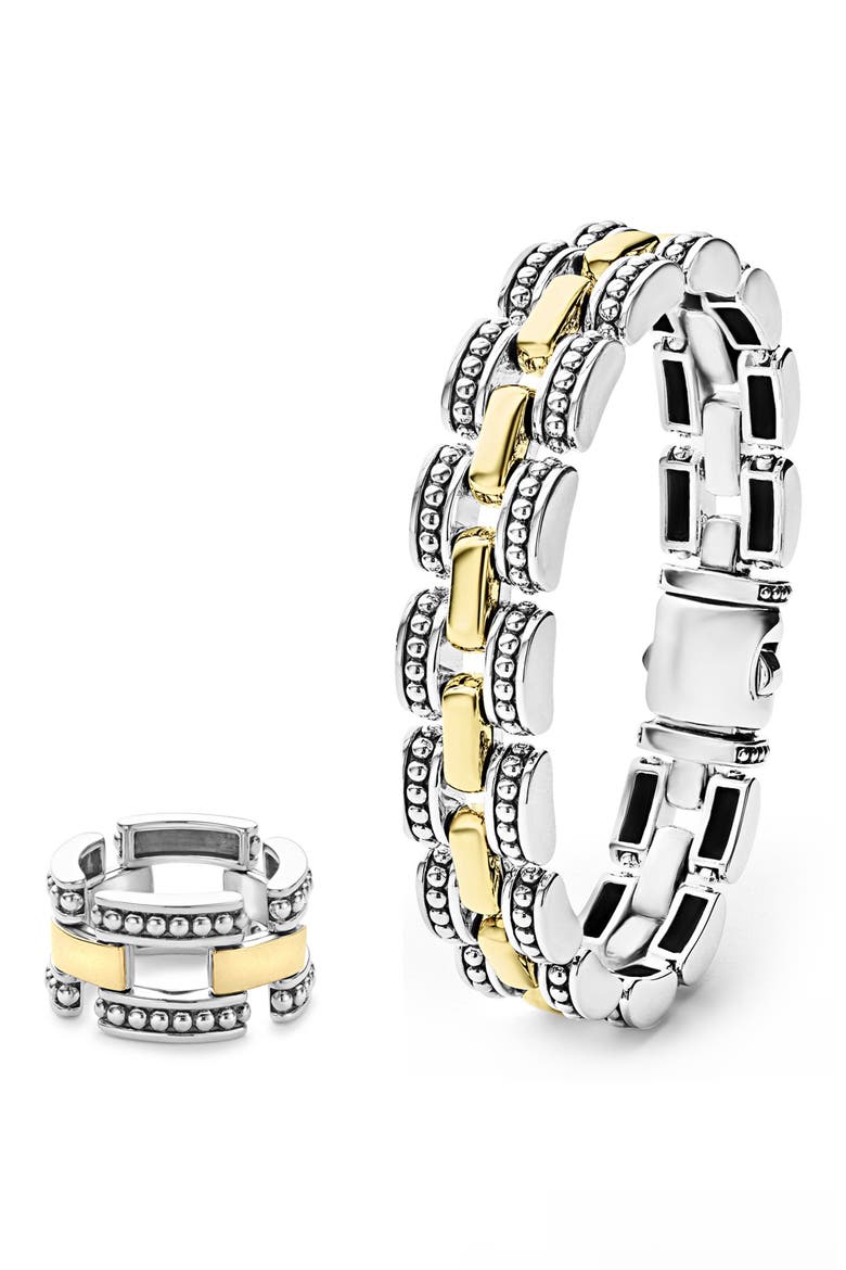 Link Ring & Bracelet Set, Main, color, SILVER/ GOLD
