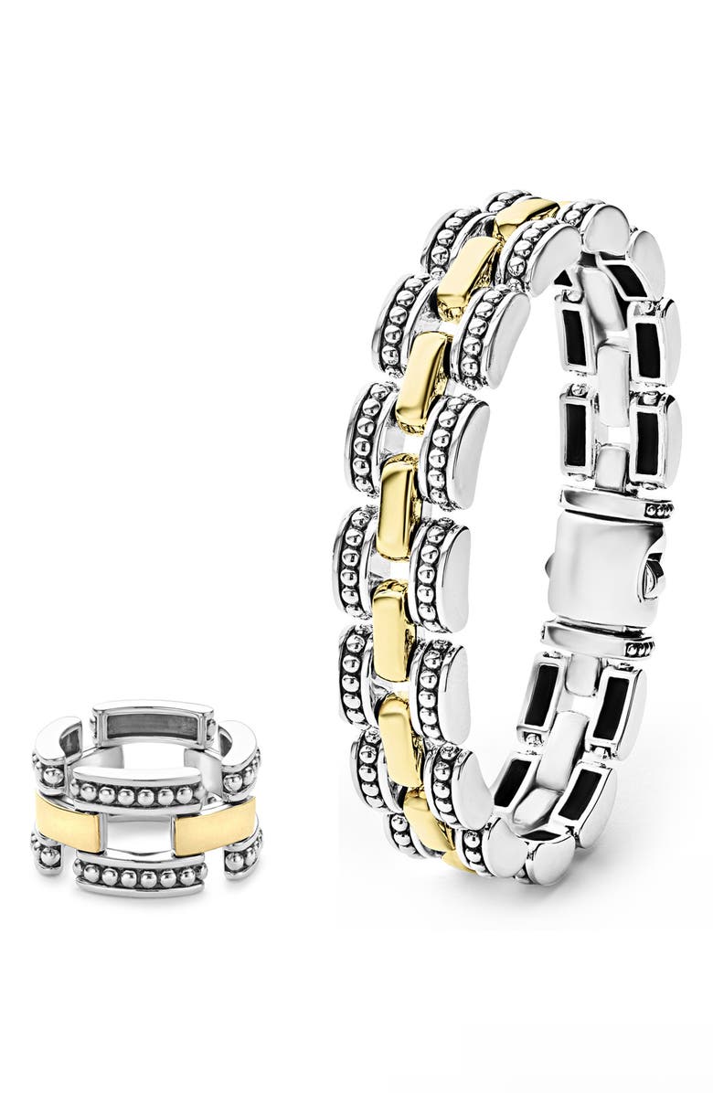 LAGOS Link Ring & Bracelet Set, Main, color, Silver/ Gold