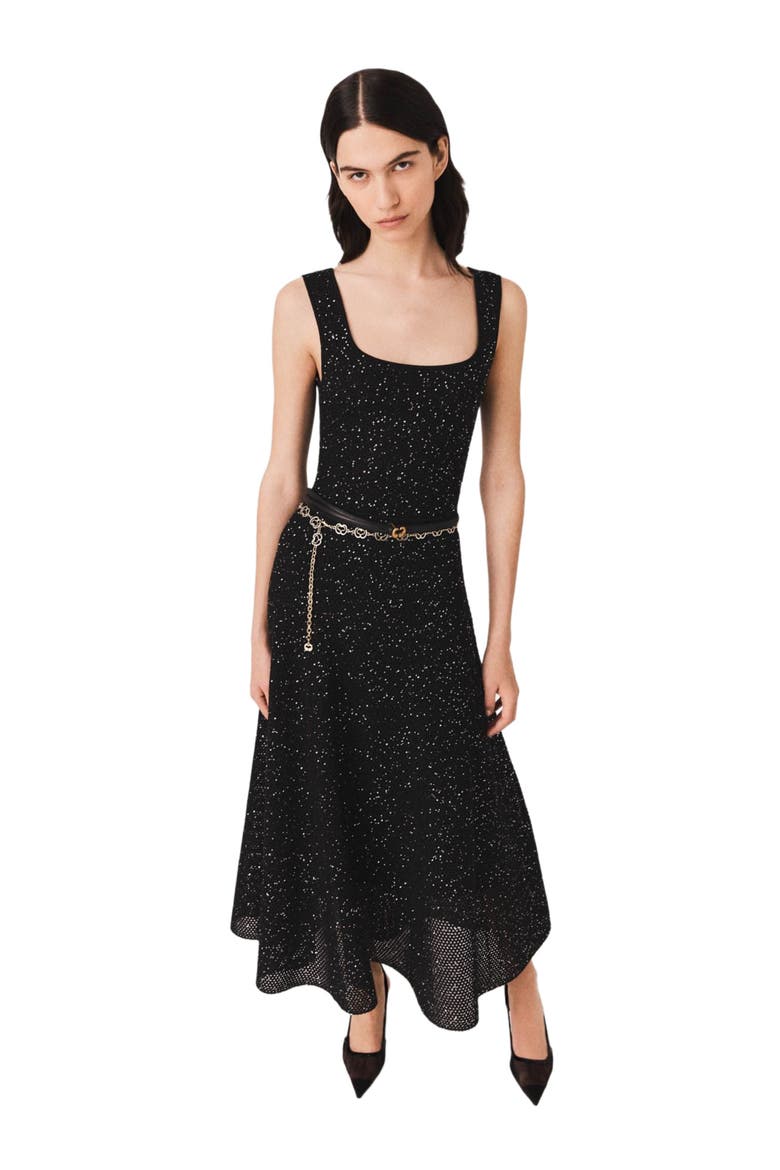 Rhinestone knit maxi dress, Alternate, color, Black