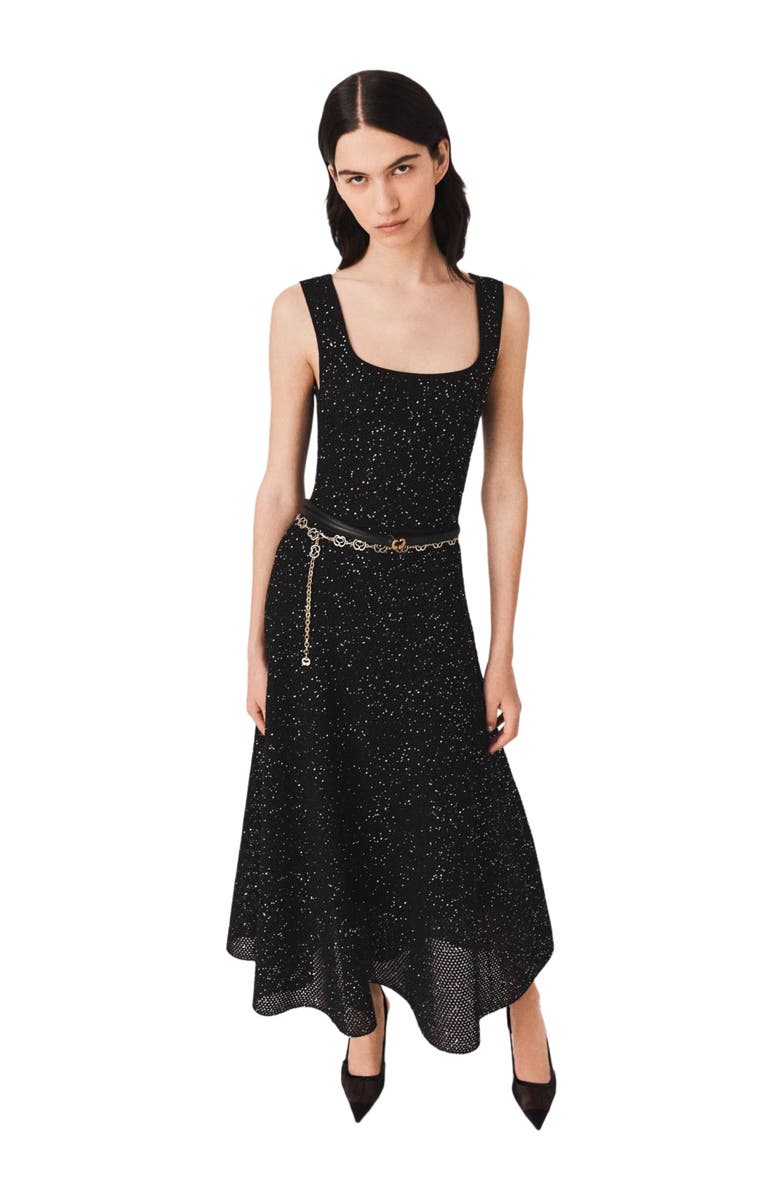 maje Rhinestone knit maxi dress, Alternate, color, Black