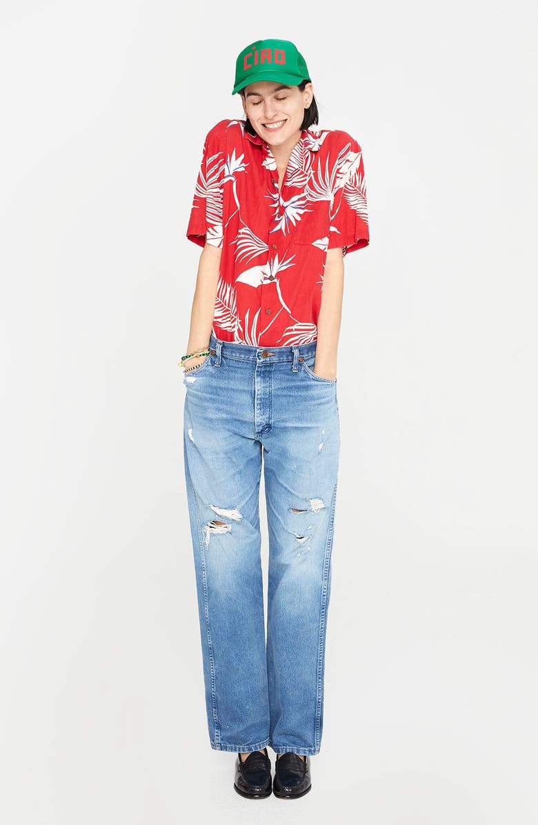 Clare V. Trucker Hat, Alternate, color, Green W/ Poppy Block Ciao