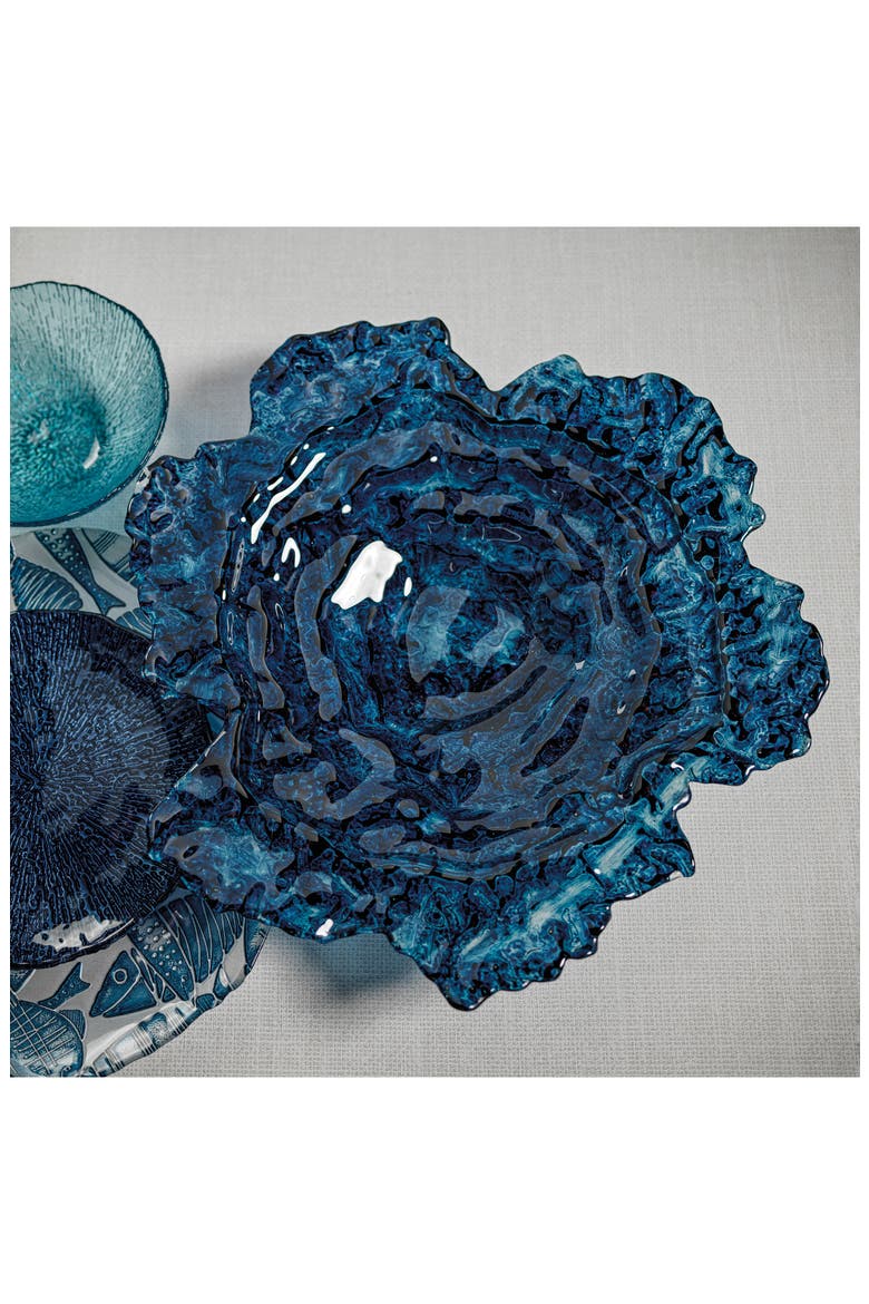 Oyster Rock Blue Marbled Glass Plate, Alternate, color, BLUE